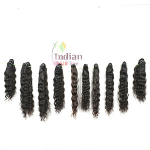 Extensiones de cabello humano indio alineado con cutícula Virgen sin procesar 100%, extensiones de cabello ondulado Natural de Color negro para mujeres a la venta - Product Image 3