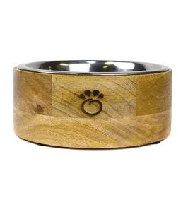 GF Pet Mango Wood Dog Bowl-Inserto de acero inoxidable extraíble, apto para lavavajillas, cuenco de comida o agua para perros, gatos o mascotas de cualquier - Product Image 1
