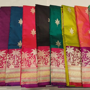 Sari de seda pura 100% indio tradicional, elegancia hecha a mano para bodas, eventos religiosos y reuniones memorables - Product Image 4