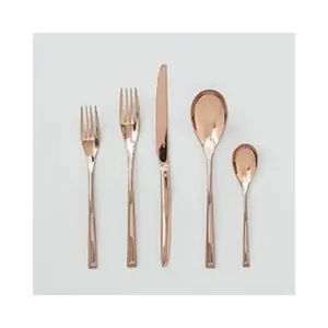 Ensemble d'ustensiles de table tendance, finition argentée élégante, cuillère, fourchette, couteau, pour une expérience culinaire élégante à la maison - Product Image 2