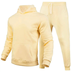 Survêtement d'entraînement en polaire Gym Fitness Tech pour hommes, col à capuche, motif uni, ensemble de deux pièces pour le jogging d'hiver - Product Image 3