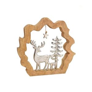 <b>Wooden</b> <b>Christmas</b> <b>Tree</b> Decoration With Polished Aluminum Deer & Star Elegant Style Tabletop Handcrafted Festive Home Decor Gift - Product Image 5