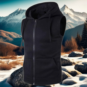 Wholesale 2022 Men's Custom Sweatshirt Pulsed Sports <b>Sleeveless</b> <b>Hoodie</b> with Solid Pattern Winter Hooded Collar - Product Image 1