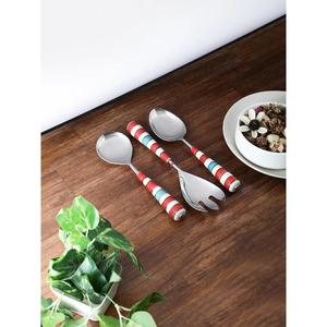 Juego de 3 cubiertos de acero inoxidable, utensilios de cocina ideales, mesa de café, uso doméstico, cubiertos chapados en Color plateado, mango redondo Multicolor - Product Image 1