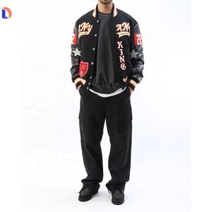 Chaqueta Bomber de lana de alta calidad personalizada para hombre de talla grande con soporte bordado Patchwork diseño personalizado mangas de cuero para invierno - Product Image 6