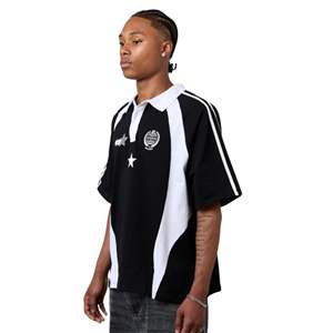 Camiseta Polo Extra Grande para Hombre, 270GSM, Algodón, Cuello con Botones, Estilo Urbano, con Paneles en Contraste y Logotipos Bordados - Product Image 1