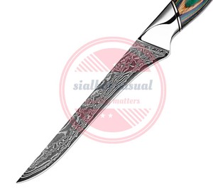 Couteau de chef damas avec logo personnalisé en gros Couteau de cuisine intelligent fait à la main - Product Image 3