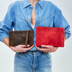 Genuine Leather Makeup <b>Bag</b> Cosmetiqueras Vegan Leather <b>Travel</b> Cosmetic Pouch with Zipper Closure LCB-0010 for <b>Toiletry</b> <b>Bag</b> - Product Image 3