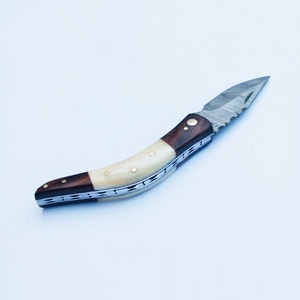 Custom Handmade Multifunctional Outdoor Survival Folding Pocket Knife Best Price Folding Knives With Wood and Bone Handle - Product Image 5