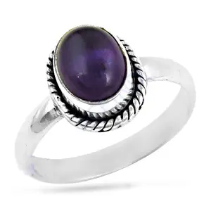 Bague en argent sterling 925 avec améthyste pour femmes, bracelets fins en corde, bijoux cadeaux - Product Image 1