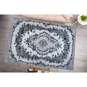 Tapis médaillon noir : style ethnique persan, tapis antidérapant, tapis à poils doux - Product Image 2