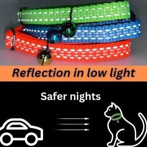 advanced breakaway safety reflective collar with bell for cat - Product Image 4