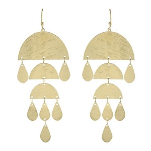 Shiny Gold Plated <b>Hook</b> <b>Earrings</b> Geometric <b>Earrings</b> Pair Brass Plain <b>Earrings</b> Handmade Matte Jewelry - Product Image 2