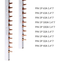 Vente en gros Offre Spéciale peigne barre omnibus cuivre 63A broches 1P 2P 3P avec 54 contacts 1 mètre pour Mini disjoncteur barre omnibus flexible en cuivre