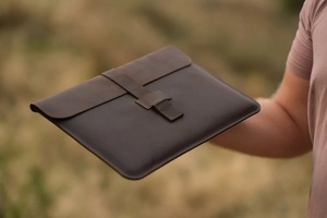 Genuine Leather Customized <b>Laptop</b> Sleeve Handmade Protective Case with Organizer Features Wholesale Custom Design Office Use - Product Image 4