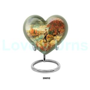 Urna conmemorativa de cremación de corazón de pesca al atardecer de la mejor calidad para cenizas de adultos, urna decorativa de corazón grande con soporte y bolsa gratis - Product Image 3