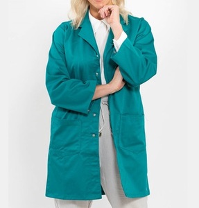 Abrigo de laboratorio de química de manga larga de Color azul en blanco para mujer con bolsillos de botones transpirable médicos estudiantes investigadores de laboratorio - Product Image 4