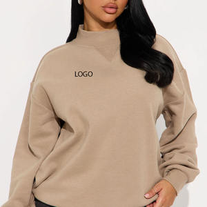 Sweat-shirt à col montant pour femmes Coton Polyester Tissu à manches longues Pullover Design Soft Fleece Interior Warm Custom Logo Printing - Product Image 1