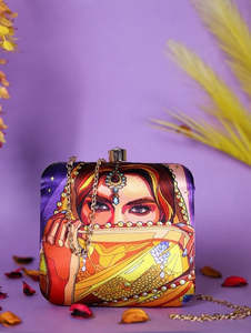 กระเป๋าคลัทช์ผ้าพิมพ์ลายสำหรับผู้หญิง งานแต่งงานแบบอินเดีย งานเลี้ยงกลางคืน - Product Image 2