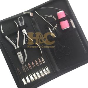<b>Hair</b> Kits Commercial Use Free Logo New <b>Hair</b> Extension Tools Kit Loop Hook Clips <b>Box</b> Shape Needles Stainless Steel Plier logo - Product Image 1
