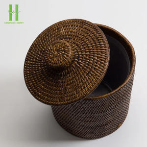 BEST SELLER Long-Lasting Rattan <b>Bathroom</b> Bin New Arrival Natural Rattan Waste Bin With Lid <b>for</b> Home Hotel <b>Storage</b> From Vietnam - Product Image 2
