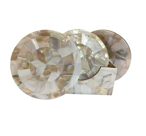 Ensemble de sous-verres en bois personnalisé style classique incrustation de nacre ensemble de sous-verres en résine époxy thé et café vadrouille incrustation protection de table - Product Image 5