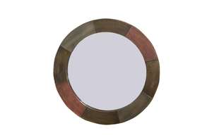 Miroir mural rond rustique antique Cadre en bois vieilli Long miroir décoratif suspendu avec design Art déco pour décoration murale - Product Image 3