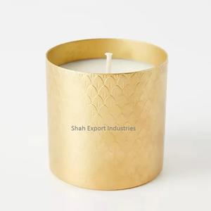 Pot à bougie rond en métal martelé en cuivre Votive de luxe pour événements Fêtes Décorations de table de Noël et de Pâques - Product Image 5