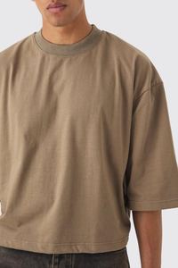 Camisetas recortadas de algodón 100% de peso pesado de alta calidad, Camiseta holgada de talla grande con logotipo bordado y estampado de gran tamaño para hombres - Product Image 3