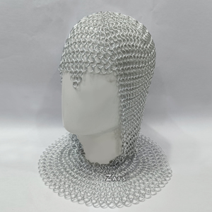 Coif Hood hecho a mano Chainmail anillo a tope de aluminio envejecido recreación Medieval justo Cosplay SCA precio al por mayor disponible - Product Image 3