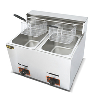 Friteuse commerciale double en acier inoxydable à gaz avec deux cuves profondes pour frites et chips