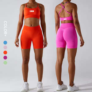 ชุดออกกำลังกายลำลองสำหรับผู้หญิงปี 2024 ชุดกีฬาแบบมีโลโก้สั่งทำ บราออกกำลังกายแบบหลังสูง ลายเรียบ ไซส์พลัส ผ้าฝ้าย 100% แห้งเร็ว - Product Image 2