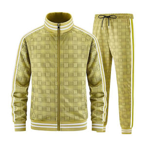 Ensemble de survêtement pour homme en polyester avec fermeture éclair respirant léger athlétique jogging gym tenue décontractée - Product Image 1