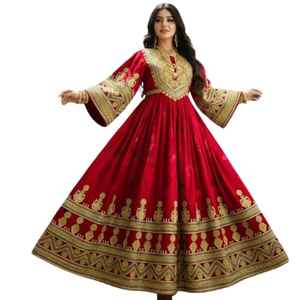 ชุดเดรสวินเทจแบบอัฟกัน คูชี ทำมือคุณภาพสูง 100% สำหรับผู้หญิง ตกแต่งด้วยงานปักหนัก เหรียญ และพู่ห้อย ชุดเดรสอัฟกานิสำหรับผู้หญิง - Product Image 1