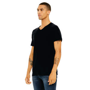 T-shirt en jersey à col en V unisexe-Noir vintage, 100% coton Airlume, 4.2 oz - Product Image 2