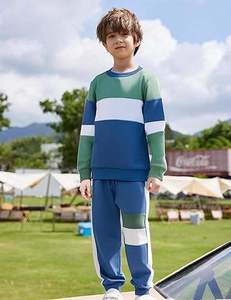 ชุดกีฬาฤดูหนาวสีทึบแบบลำลองสำหรับเด็กชุดวอร์มพร้อมฮู้ดกางเกงวิ่งออกกำลังกายผ้าฝ้ายโพลีเอสเตอร์ระบายอากาศ - Product Image 3