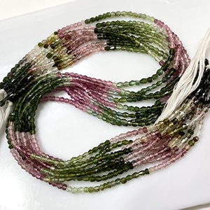 Cuentas de piedra con forma de tambor facetado multiturmalina, cuentas de turmalina Natural al por mayor para la fabricación de joyas - Product Image 3