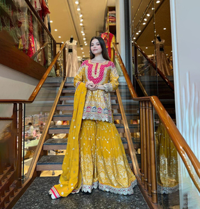 Indien et Pakistan Vêtements Gharara Designs Punjabi Fille Sexy Belle Salwar Costume Cou Designs Sarara Femme Robe En Gros - Product Image 1