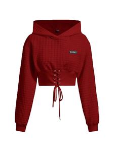 Elegante Camiseta Blanca Sólida con Capucha para Mujer, Manga Corta, Corte Ajustado, Transpirable, de Secado Rápido, con Detalle de Cordones Bordados, Lavable a Máquina - Product Image 3