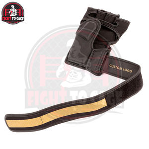 Gants de MMA en cuir microfibre noir solide à demi-doigts avec fermeture à boucle et crochet, personnalisables, de la plus haute qualité, pour l'entraînement de boxe - Product Image 5