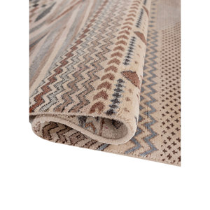 Tapis Manchaha en laine et soie noué à la main, motif géométrique, pour salon, chambre d'adolescent, couloir, modèle puzzle rectangulaire Lub-129 - Product Image 2