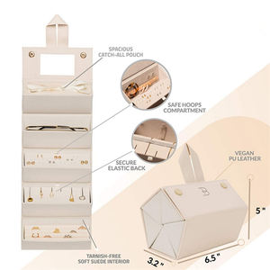 Haute qualité personnalisé imprimé PU cuir pliable bijoux coffrets cadeaux nouveau Design velours tissu matériel efficace emballage cadeau - Product Image 4