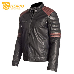 แจ็คเก็ตบอมเบอร์หนังแท้คุณภาพดีที่สุดสำหรับผู้ชาย แฟชั่นใหม่ ระบายอากาศได้ดี กันน้ำ สไตล์วินเทจ แจ็คเก็ตหนัง Tessuto พร้อมโลโก้ด้านหน้า - Product Image 1