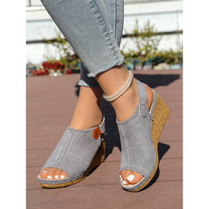 SEASTAR Sandales compensées de style bohème pour femmes Fixation velcro respirante pour les vacances à la plage en plein air Modèle de conception de plate-forme de talon - Product Image 6