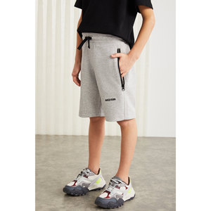 Shorts Bermuda en coton uni avec cordon de serrage, poches et logo pour enfants, vêtements décontractés GRIMELANGE - Product Image 6