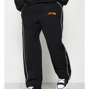 Alta calidad ligero Casual de gran tamaño holgado Spandex/algodón transpirable cintura elástica pantalones de chándal diseño personalizado ancho recto - Product Image 1