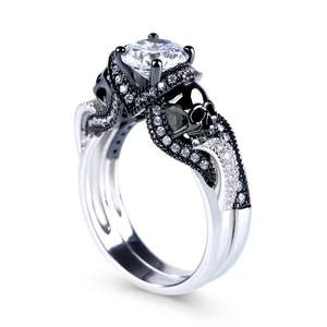 Jeulia Twist Two Tone Sterling Silver <b>Skull</b> <b>Ring</b> - Product Image 1