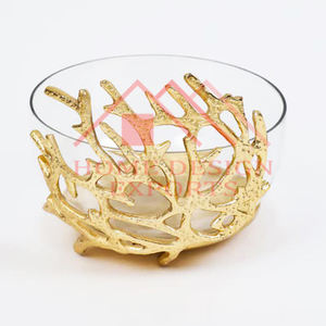 Grand bol en verre avec support doré à vendre Best-seller - Product Image 2