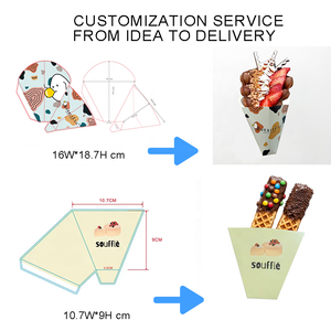 Cono di Carta Triangolare Monouso per <span class=keywords><strong>Gelato</strong></span>, Contenitore per Alimenti di Grado Alimentare, Cornet Gaufre - Product Image 5