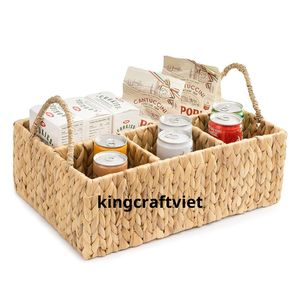Natural Dining Table Water Hyacinth Basket With Dividers Wicker Utensil Caddy Cutlery Seagrass Storage Basket for Organizing - Product Image 6